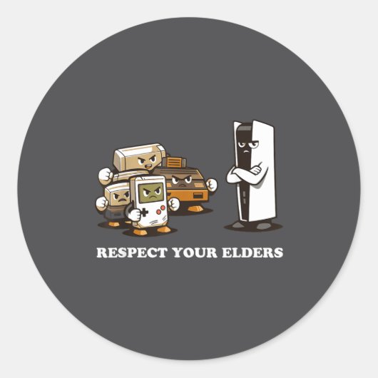 Respect Your Elders T Retro 90s Gaming  ラウンドシール (正面)