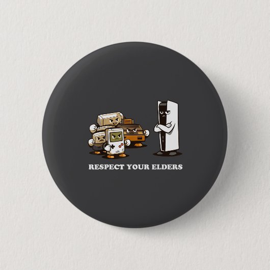 Respect Your Elders T Retro 90s Gaming  缶バッジ (正面)