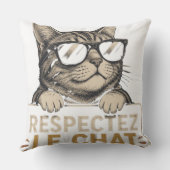 Respectez le chat – Illustration de chat à lunette アウトドアクッション (裏面)