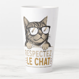 Respectez le chat – Illustration de chat à lunette カフェラテマグ