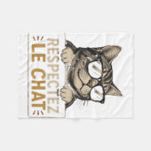 Respectez le chat – Illustration de chat à lunette フリースブランケット (正面(横))