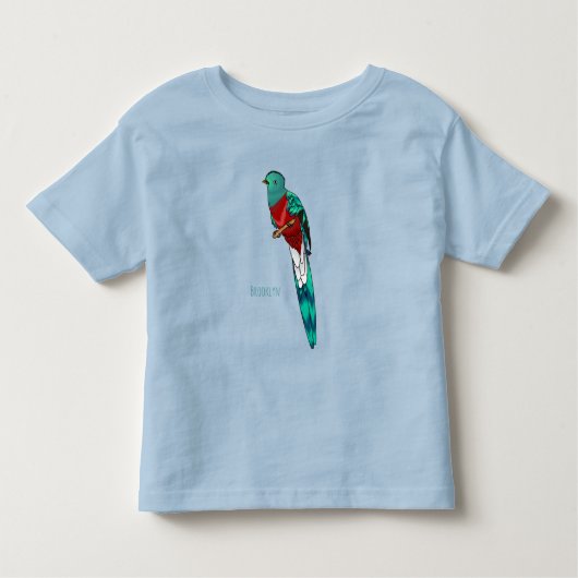 Resplendent quetzal bird cartoon illustration トドラーTシャツ (正面)