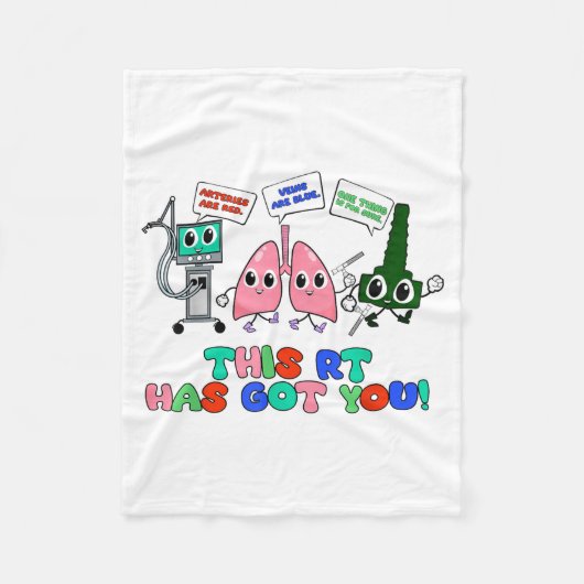 Resratory Therast Valentine’s Day Design Lung Squa フリースブランケット (正面)
