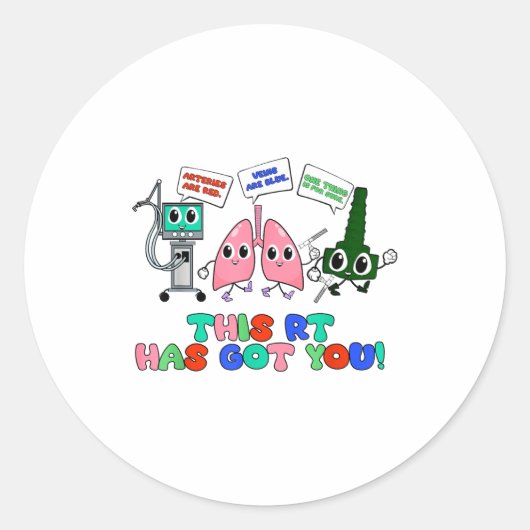 Resratory Therast Valentine’s Day Design Lung Squa ラウンドシール (正面)