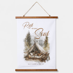 Rest For Your Soul Christian Boho Wall Tapestry 吊り下げ型タペストリー