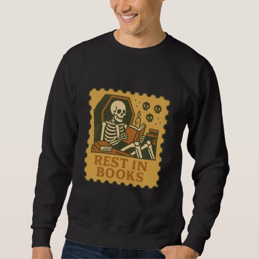 Rest in Books - Gothic Skeleton Reader Shirt スウェットシャツ (正面)