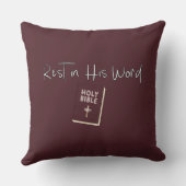Rest in His Word- Faith-Filled Throw Pillow クッション (裏面)