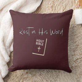 Rest in His Word- Faith-Filled Throw Pillow クッション