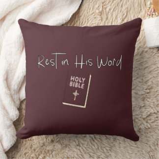Rest in His Word- Faith-Filled Throw Pillow クッション
