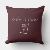 Rest in His Word- Faith-Filled Throw Pillow クッション (正面)