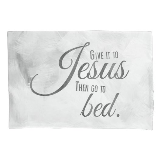 REST IN JESUSクリスチャン引用文グレー枕ケースセット 枕カバー (正面左)