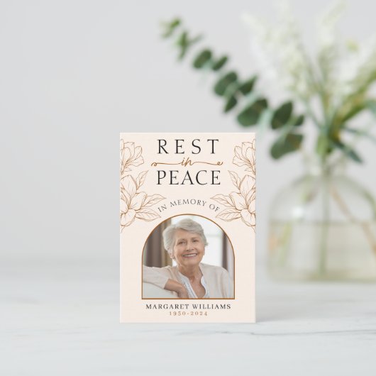 Rest in Peace Memoryフローラ写真葬儀祈りの言葉 エンクロージャーカード (スタンド正面)
