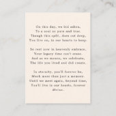 Rest in Peace Memoryフローラ写真葬儀祈りの言葉 エンクロージャーカード (裏面)