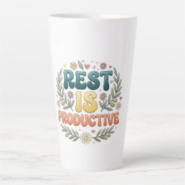 Rest Is Productive | セルフケアとスローライフのインスピレーション カフェラテマグ