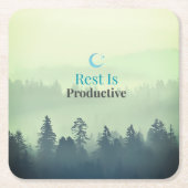 Rest Is Productive – Minimal Motivational Drink Co スクエアペーパーコースター (正面)