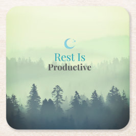 Rest Is Productive – Minimal Motivational Drink Co スクエアペーパーコースター