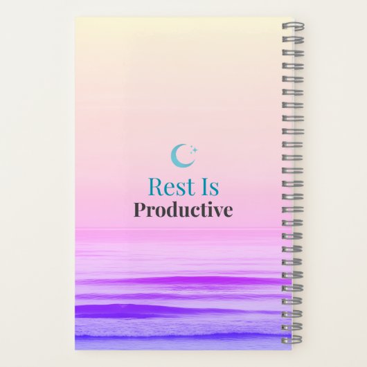 Rest Is Productive – Minimal Motivational Notebook ノートブック (裏面)