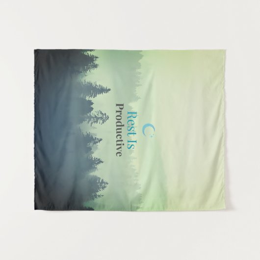 Rest Is Productive – Minimal Motivational Wall Tap タペストリー (正面(横))