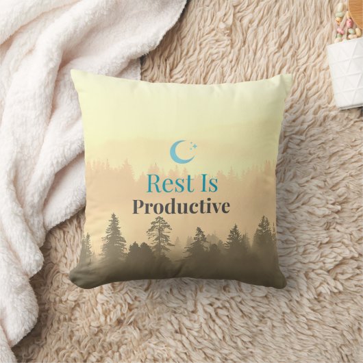 Rest Is Productive Motivational Quote Pillow クッション (ブランケット)