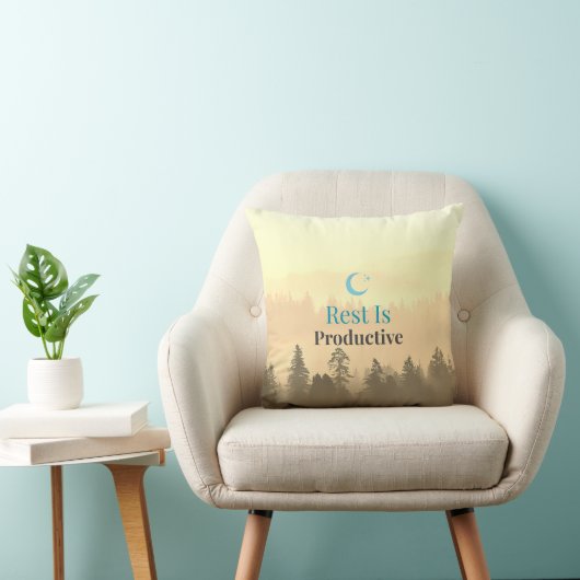 Rest Is Productive Motivational Quote Pillow クッション (椅子)