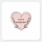 Rest Is Productive Sticker | Self-Love Affirmation スクエアシール (正面)