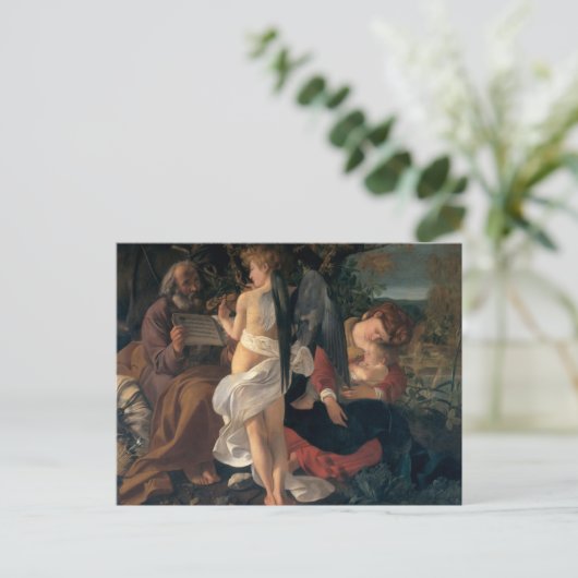 Rest on the Flight Inte Egipt by Caravaggio Postca ポストカード (スタンド正面)