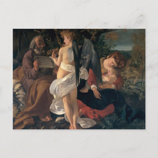 Rest on the Flight Inte Egipt by Caravaggio Postca ポストカード (正面)