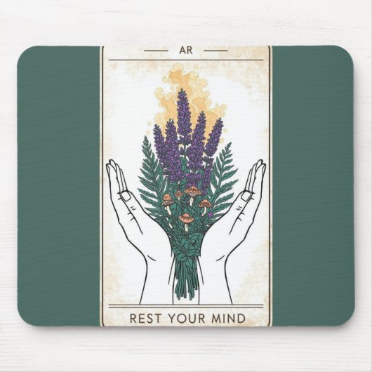 Rest Your Mind レトロタロットカード マウスパッド (正面)