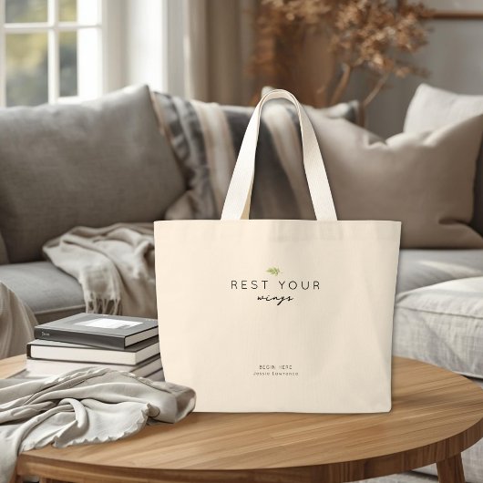 Rest Your Wings Personalized Cancer Support Gift ラージトートバッグ