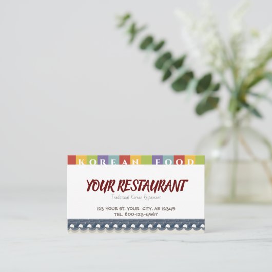 Restaurant Business Card Korean Restaurant 名刺 (スタンド正面)