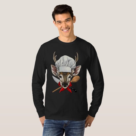 Restaurant Deer Chef Kitchen Cook Culinary Animal  Tシャツ (正面フル)