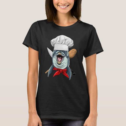 Restaurant Dolphin Chef Kitchen Cook Culinary Cook Tシャツ (正面)