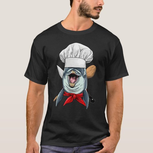 Restaurant Dolphin Chef Kitchen Cook Culinary Cook Tシャツ (正面)