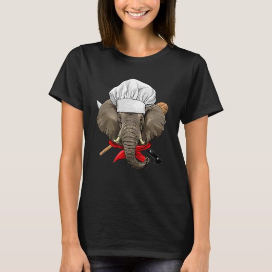 Restaurant Elephant Chef Kitchen Cook Culinary Coo Tシャツ (正面)