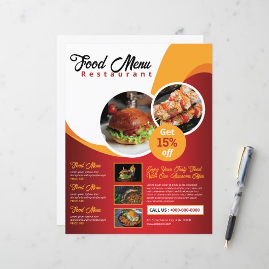 Restaurant Flyer / Food Menu Flyer (正面/裏面インサイチュ)