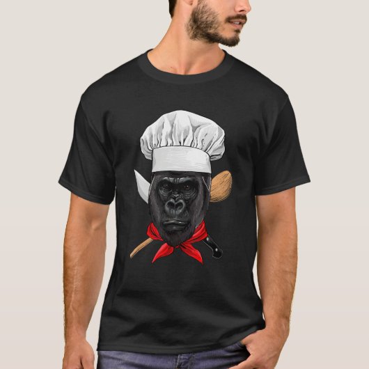 Restaurant Gorilla Chef Kitchen Cook Culinary Cook Tシャツ (正面)