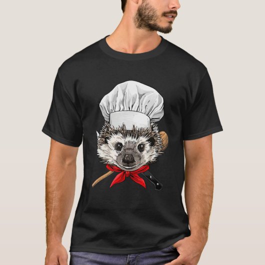 Restaurant Hedgehog Chef Kitchen Cook Culinary Coo Tシャツ (正面)