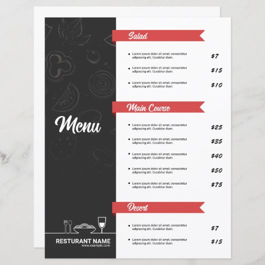 Restaurant Menu Flyer Template (正面/裏面)
