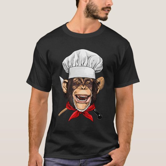 Restaurant Monkey Chef Cook Culinary Kitchen Cooki Tシャツ (正面)