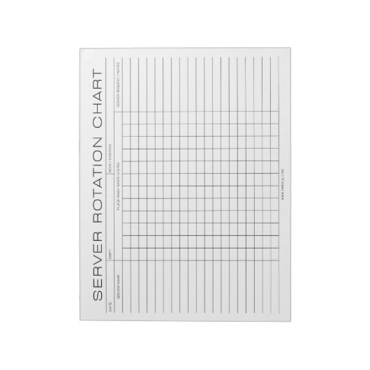 Restaurant Server Rotation Shift Chart ノートパッド (回転)