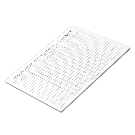 Restaurant Server Rotation Shift Chart ノートパッド (アングル)