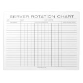 Restaurant Server Rotation Shift Chart ノートパッド (正面)