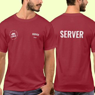 Restaurant Server T-Shirt Uniform Custom Name Logo Tシャツ