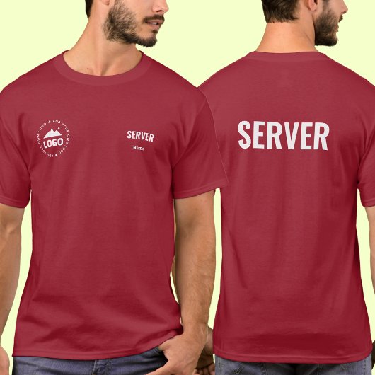 Restaurant Server T-Shirt Uniform Custom Name Logo Tシャツ