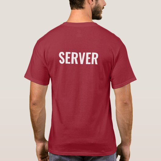 Restaurant Server T-Shirt Uniform Custom Name Logo Tシャツ (裏面)