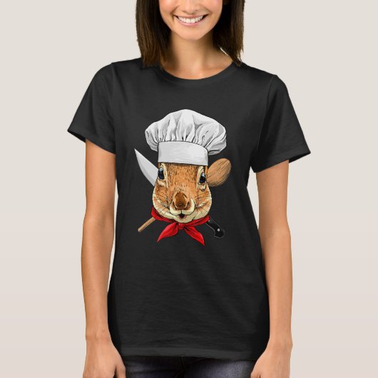 Restaurant Squirrel Chef Cook Kitchen Cooking  Rod Tシャツ (正面)
