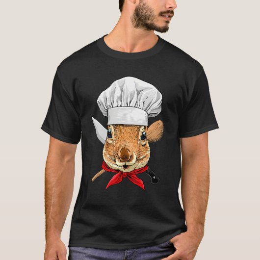 Restaurant Squirrel Chef Cook Kitchen Cooking  Rod Tシャツ (正面)