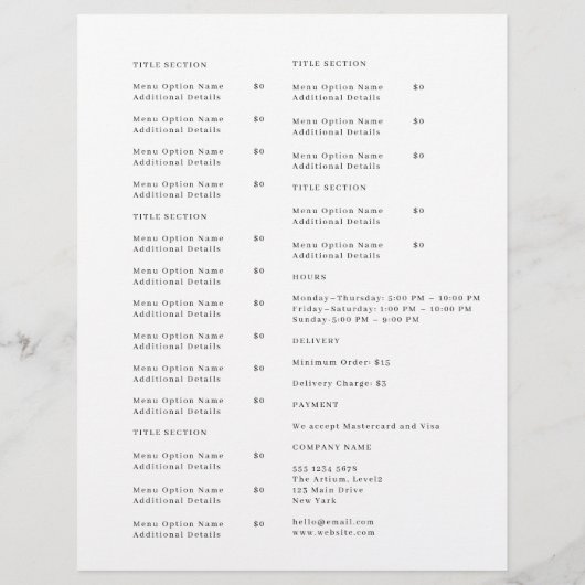 Restaurant Takeout Logo | Minimalist Catering  チラシ (裏面)