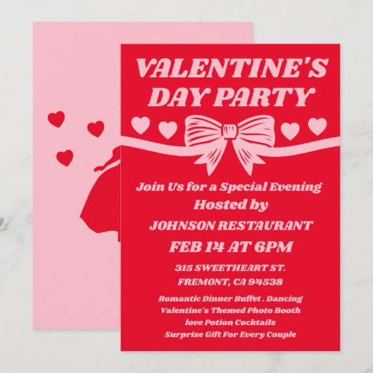 Restaurant Valentine’s Day Party 招待状 (正面/裏面)