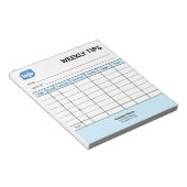 Restaurant Weekly Mini Tips Tracker Notepad ノートパッド (アングル)